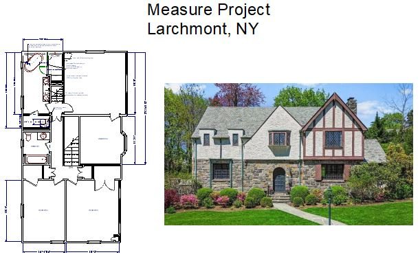 Westchester’s #1 Floor Plan Service. Accurate home measurement project of a Larchmont, NY home by Home Measure Service, creating detailed floor plans and room dimensions for real estate and design.